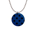 Polka Dots - Black on Dark Cerulean 1  Button Necklace