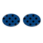 Polka Dots - Black on Dark Cerulean Cufflinks (Oval)