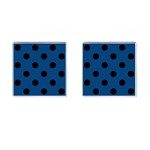 Polka Dots - Black on Dark Cerulean Cufflinks (Square)