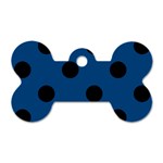 Polka Dots - Black on Dark Cerulean Dog Tag Bone (Two Sides)