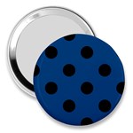 Polka Dots - Black on Dark Cerulean 3  Handbag Mirror