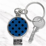 Polka Dots - Black on Dark Cerulean Nail Clippers Key Chain