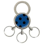 Polka Dots - Black on Dark Cerulean 3-Ring Key Chain