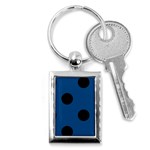 Polka Dots - Black on Dark Cerulean Key Chain (Rectangle)