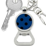 Polka Dots - Black on Dark Cerulean Bottle Opener Key Chain