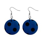 Polka Dots - Black on Dark Cerulean 1  Button Earrings