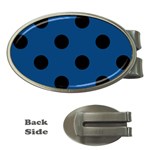 Polka Dots - Black on Dark Cerulean Money Clip (Oval)