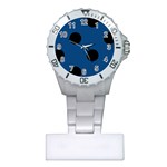 Polka Dots - Black on Dark Cerulean Nurses Watch