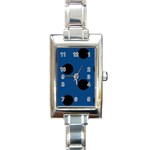 Polka Dots - Black on Dark Cerulean Rectangle Italian Charm Watch