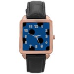 Polka Dots - Black on Dark Cerulean Rose Gold Leather Watch