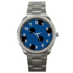 Polka Dots - Black on Dark Cerulean Sport Metal Watch