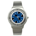 Polka Dots - Black on Dark Cerulean Stainless Steel Watch