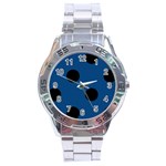Polka Dots - Black on Dark Cerulean Stainless Steel Analogue Watch