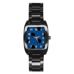Polka Dots - Black on Dark Cerulean Stainless Steel Barrel Watch