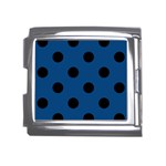 Polka Dots - Black on Dark Cerulean Mega Link Italian Charm (18mm)