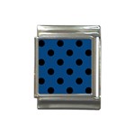 Polka Dots - Black on Dark Cerulean Italian Charm (13mm)