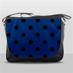 Polka Dots - Black on Dark Cerulean Messenger Bag