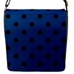 Polka Dots - Black on Dark Cerulean Flap Closure Messenger Bag (S)