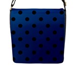 Polka Dots - Black on Dark Cerulean Flap Closure Messenger Bag (L)