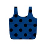 Polka Dots - Black on Dark Cerulean Full Print Recycle Bag (S)
