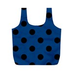 Polka Dots - Black on Dark Cerulean Full Print Recycle Bag (M)