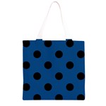 Polka Dots - Black on Dark Cerulean Grocery Light Tote Bag