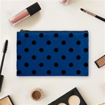 Polka Dots - Black on Dark Cerulean Cosmetic Bag (M)