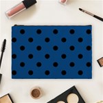 Polka Dots - Black on Dark Cerulean Cosmetic Bag (L)