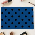 Polka Dots - Black on Dark Cerulean Cosmetic Bag (XXL)