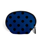 Polka Dots - Black on Dark Cerulean Accessory Pouch (Small)