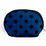 Polka Dots - Black on Dark Cerulean Accessory Pouch (Medium)