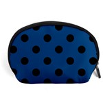 Polka Dots - Black on Dark Cerulean Accessory Pouch (Large)