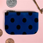 Polka Dots - Black on Dark Cerulean Mini Coin Purse