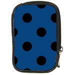 Polka Dots - Black on Dark Cerulean Compact Camera Leather Case