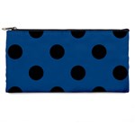 Polka Dots - Black on Dark Cerulean Pencil Case