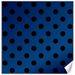 Polka Dots - Black on Dark Cerulean Canvas 12  x 12 
