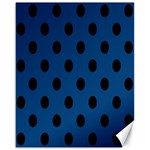 Polka Dots - Black on Dark Cerulean Canvas 16  x 20 