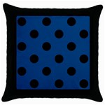 Polka Dots - Black on Dark Cerulean Throw Pillow Case (Black)