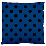 Polka Dots - Black on Dark Cerulean Large Cushion Case (One Side)