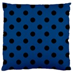Polka Dots - Black on Dark Cerulean Standard Flano Cushion Case (Two Sides)