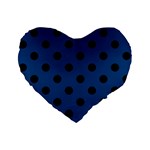 Polka Dots - Black on Dark Cerulean Standard 16  Premium Flano Heart Shape Cushion