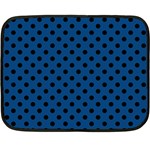 Polka Dots - Black on Dark Cerulean Double Sided Fleece Blanket (Mini)