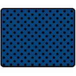 Polka Dots - Black on Dark Cerulean Fleece Blanket (Medium) (One Side)