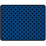 Polka Dots - Black on Dark Cerulean Double Sided Fleece Blanket (Medium) (Two Sides)