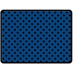 Polka Dots - Black on Dark Cerulean Double Sided Fleece Blanket (Large) (Two Sides)