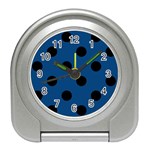 Polka Dots - Black on Dark Cerulean Desk Alarm Clock