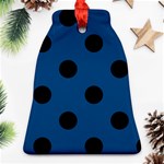 Polka Dots - Black on Dark Cerulean Ornament (Bell)