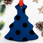 Polka Dots - Black on Dark Cerulean Christmas Tree Ornament (Two Sides)