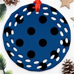 Polka Dots - Black on Dark Cerulean Ornament (Round Filigree)