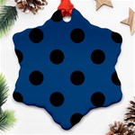 Polka Dots - Black on Dark Cerulean Ornament (Snowflake)
